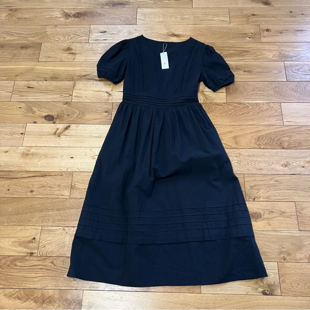 Petallush linen maxi black dress with pockets